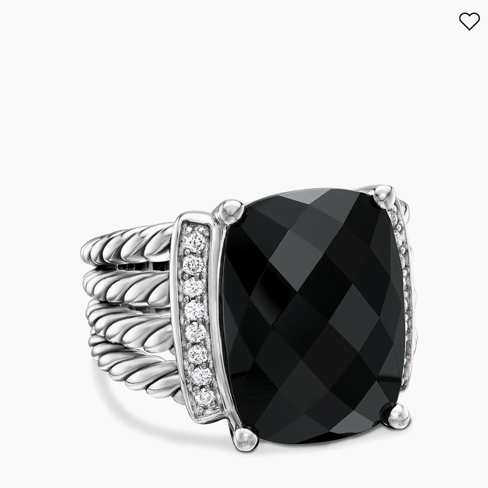 David Yurman Black Onyx and Silver Ring